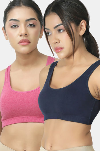 Buy Lady Lyka Soft Strechable Sports Bra (Pack of 2) - Multicolor